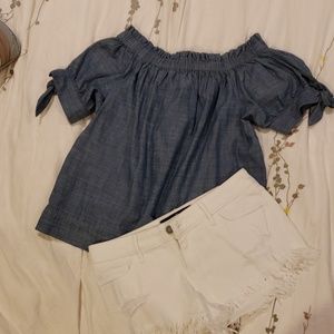 NWOT J Crew Off shoulder denim top